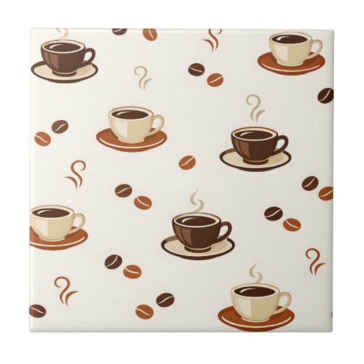 Carreau Cozy Coffee Cups Seamless Pattern (Devant)
