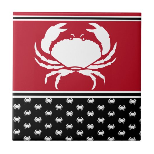 Carreau Crabe marine Monogramme Cerami noir blanc rouge (Devant)