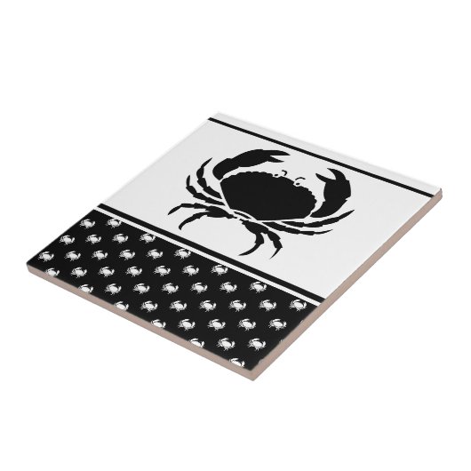 Carreau Crabe marine Monogramme noir et blanc (Côté)