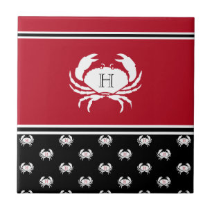 Carreau Crabe marine Monogramme Rouge Noir Blanc