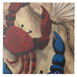 Carreau Crabe rouge et bleu
