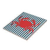 Carreau Crabe rouge sur les rayures nautiques (Côté)