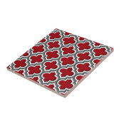 Carreau Cranberry Charcoal White Moroccan Quatrefoil #5DS (Côté)