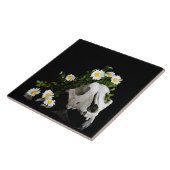 Carreau Crâne animal avec une couronne de fleur sauvage (Côté)