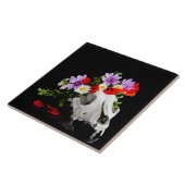 Carreau Crâne animal avec une couronne de fleur sauvage (Côté)