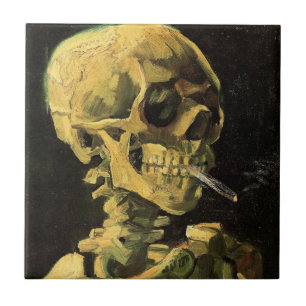 Carreau Crâne avec cigarette allumée par Vincent van Gogh