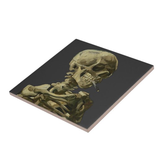 Carreau Crâne avec cigarette par Van Gogh (Côté)