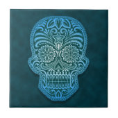 Carreau Crâne bleu décoratif de sucre (Devant)