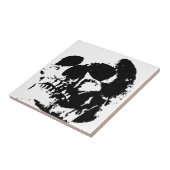 Carreau Crâne d'art pop noir et blanc (Côté)