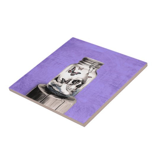 Carreau Crâne de papillon dans le pot. Pensées perdues (Côté)