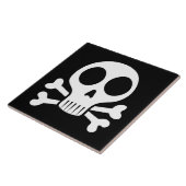 Carreau crâne effrayant sur fond noir (Côté)