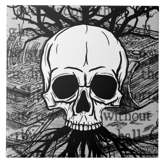 Carreau Crâne et livres (Devant)