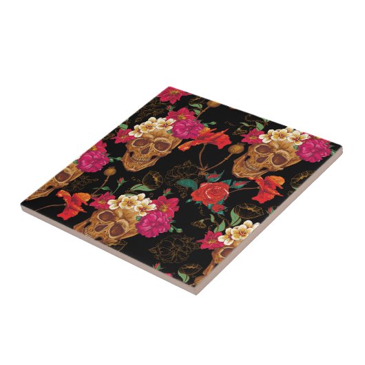 Carreau crâne floral (Côté)