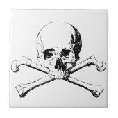 Carreau Crâne noir et blanc et os (Devant)