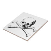 Carreau Crâne noir et blanc et os (Côté)