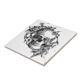 Carreau Crâne rose de papillon d'illustration de main (Côté)