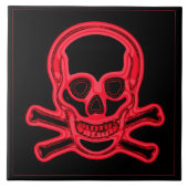 Carreau Crâne rouge et noir, art numérique (Devant)