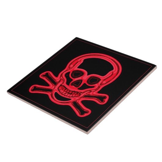 Carreau Crâne rouge et noir, art numérique (Côté)