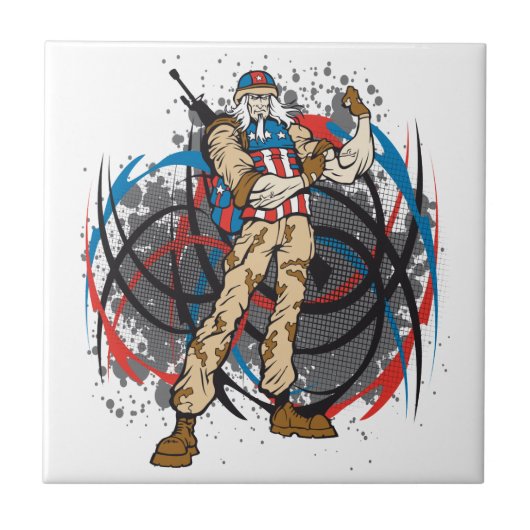 Carreau Crâne tribal de chasseur de camouflage d'Oncle Sam (Devant)