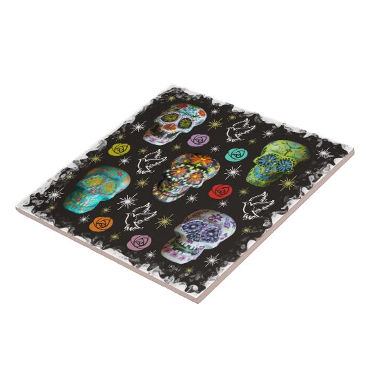 Carreau Crânes colorés de sucre (Côté)