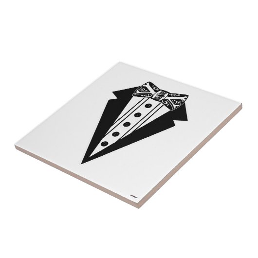 Carreau Cravate Bow noir et blanc avec Tux (Côté)