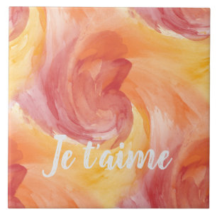 Carreau Cravate-Dye flamme rouge orange peint Aquarelle d'