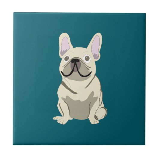 Carreau Cream French Bulldog, I Love my Dog (Devant)