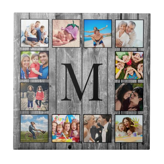 Carreau Create Your Custom Photo Collage Rustic Farmhouse (Devant)