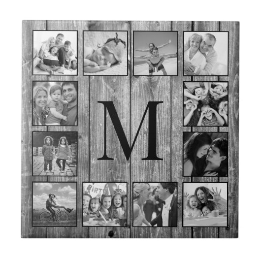 Carreau Create Your Custom Photo Collage Rustic Farmhouse (Devant)