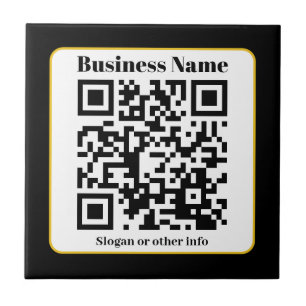 Carreau Create Your Own QR Code   Black White Gold Border