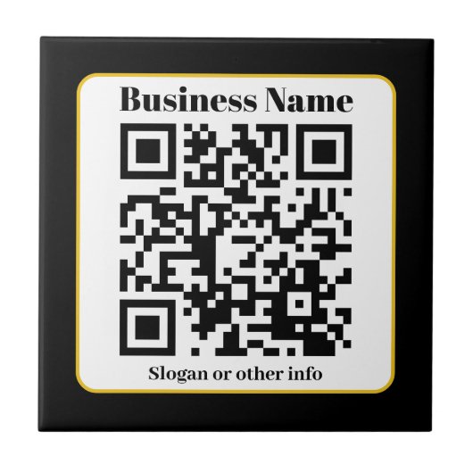 Carreau Create Your Own QR Code | Black White Gold Border (Devant)