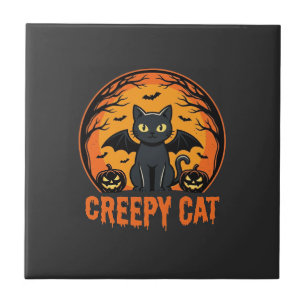 Carreau Création graphique de chat effrayant Halloween cha