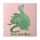 Carreau créature imaginaire mythique dragon vert mignon (Devant)