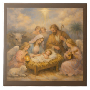 Carreau Crèche avec des anges