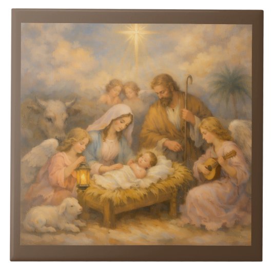 Carreau Crèche avec des anges (Devant)