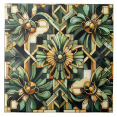 Carreau Crédence de luxe Art déco verte et dorée (Devant)