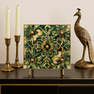 Carreau Crédence de luxe Art déco verte et dorée