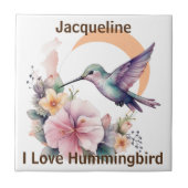 Carreau Créez votre propre aquarelle Hummingbird Nom perso (Devant)