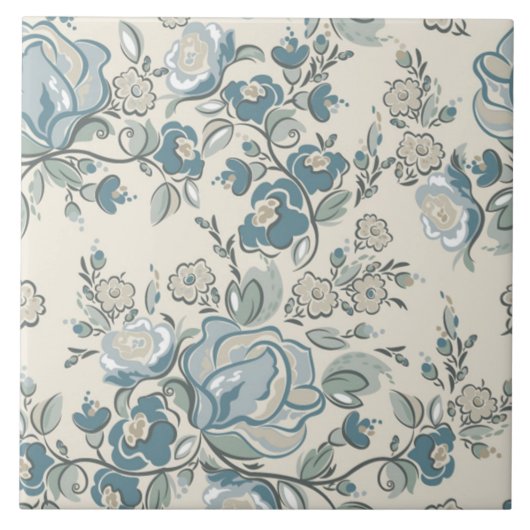 Carreau Crème Abstraite moderne Bleu Carrelage en céramiqu (Devant)