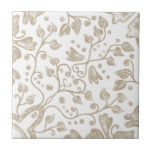 Carreau Crème Beige Blanc Vintage Aquarelle originale<br><div class="desc">Belle aquarelle originale de haute qualité vintage carreaux de céramique motif botanique,  couleur beige crème sur un arrière - plan blanc. Parfait pour un design d'intérieur moderne ou traditionnel,  pour un arrière-plan cuisine élégant,  salle de bain ou décoration murale.</div>