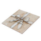 Carreau Crème Blanc Argent Glitzy Glam Bow anniversaire (Côté)
