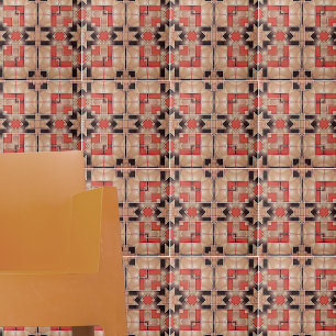 Carreau Crème Brown Cool rouge Motif géométrique mosaïque