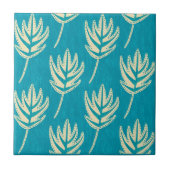 Carreau Crème Feuille Palm et bleu vert (Devant)