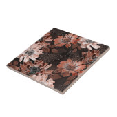 Carreau Crème, fleurs de teracote sur un arrière - plan br (Côté)