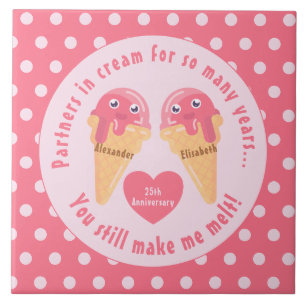 Carreau Crème glacée Scoops Cute Romantique Saint Valentin