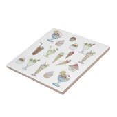 Carreau Crème glacée Sundae Collage blanc (Côté)