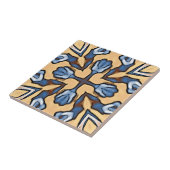 Carreau Crème gris doux Jaune Tribu ethnique Brown Art (Côté)