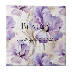 Carreau Crème violette romantique Iris Citation de beauté 