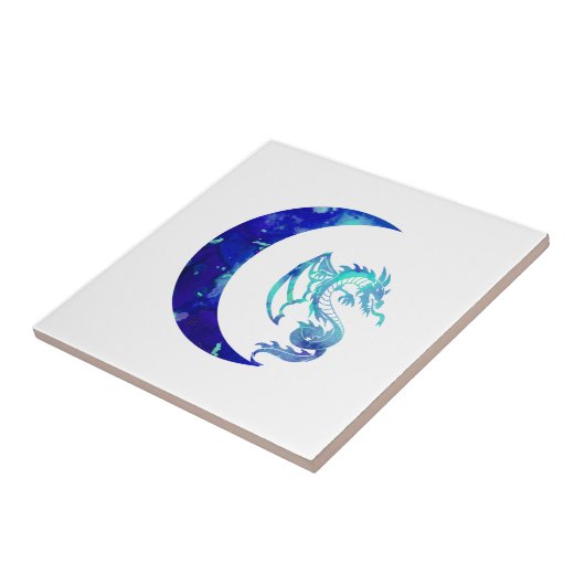 Carreau Crescent bleu lune et dragon (Côté)