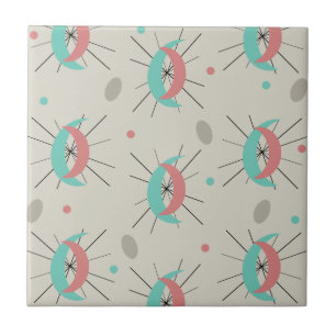 Carreau Crescents modernes du Moyen-siècle rose Turquoise
